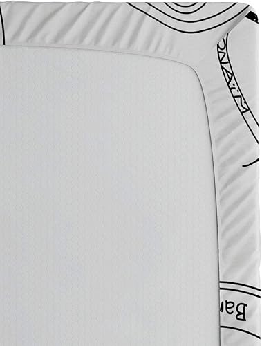 Miniatura 4 de Ambesonne Pentacle - Sábana bajera ajustable, concepto de estilo oculto, formas geométricas y textos en blanco y negro, funda de cama con bolsillo