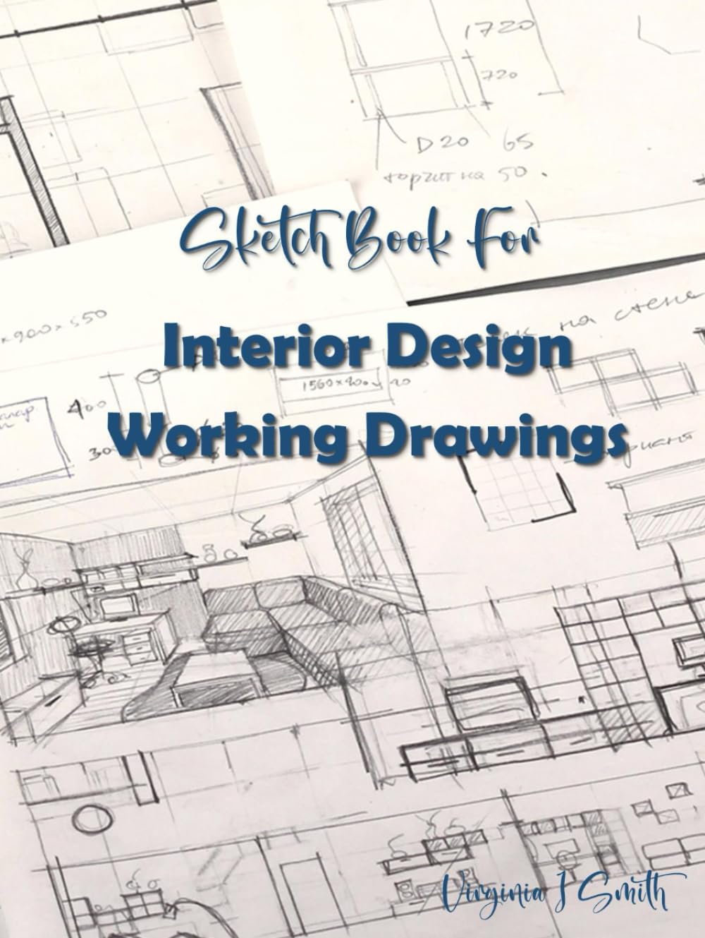 Carnet de dessin design d'interieur avec grille et cartouche de projet