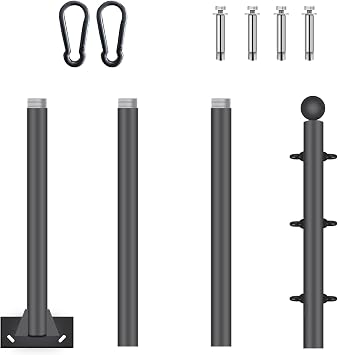 Fairyrain Shade Sail Poles 9.5FT Heavy Duty Steel Shade Sail Pole Kit | Outdoor Heavy Duty Steel Sun Post Support Awning Canopy for Deck Patio Outside Backyard (1Pack)