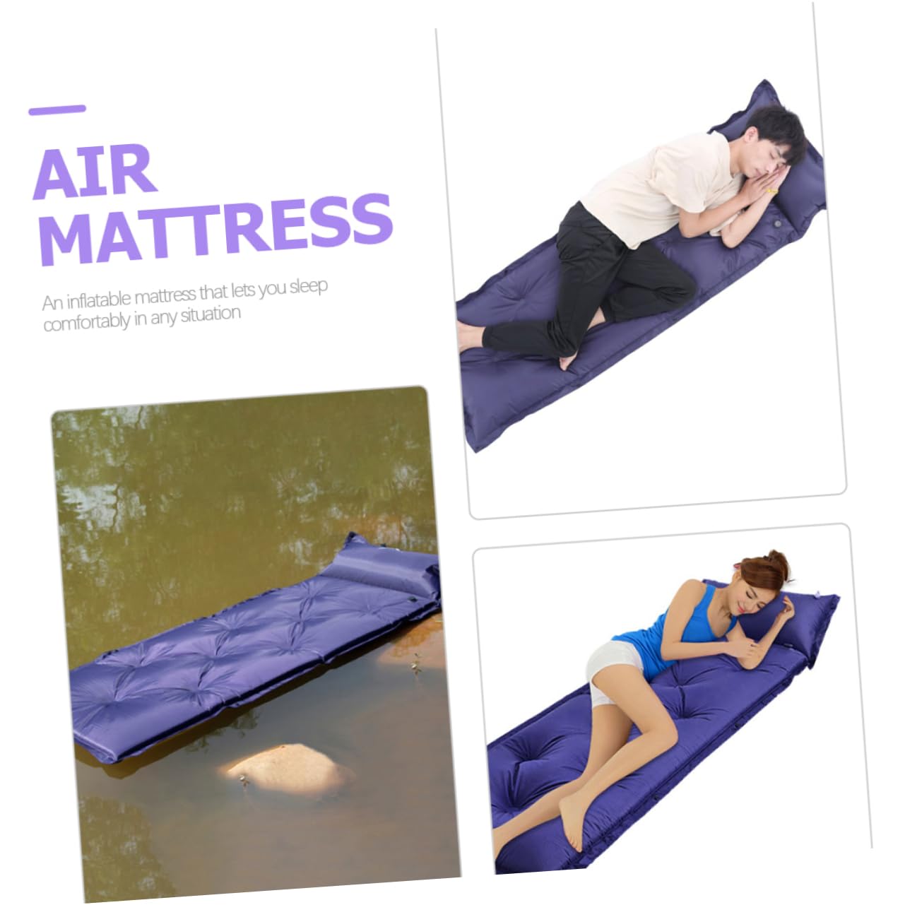 POPETPOP Colchoneta Inflable para Acampar Autohinchable Resistente al Agua Portátil Ligera Bolsa de Almacenamiento para Exteriores y Senderismo