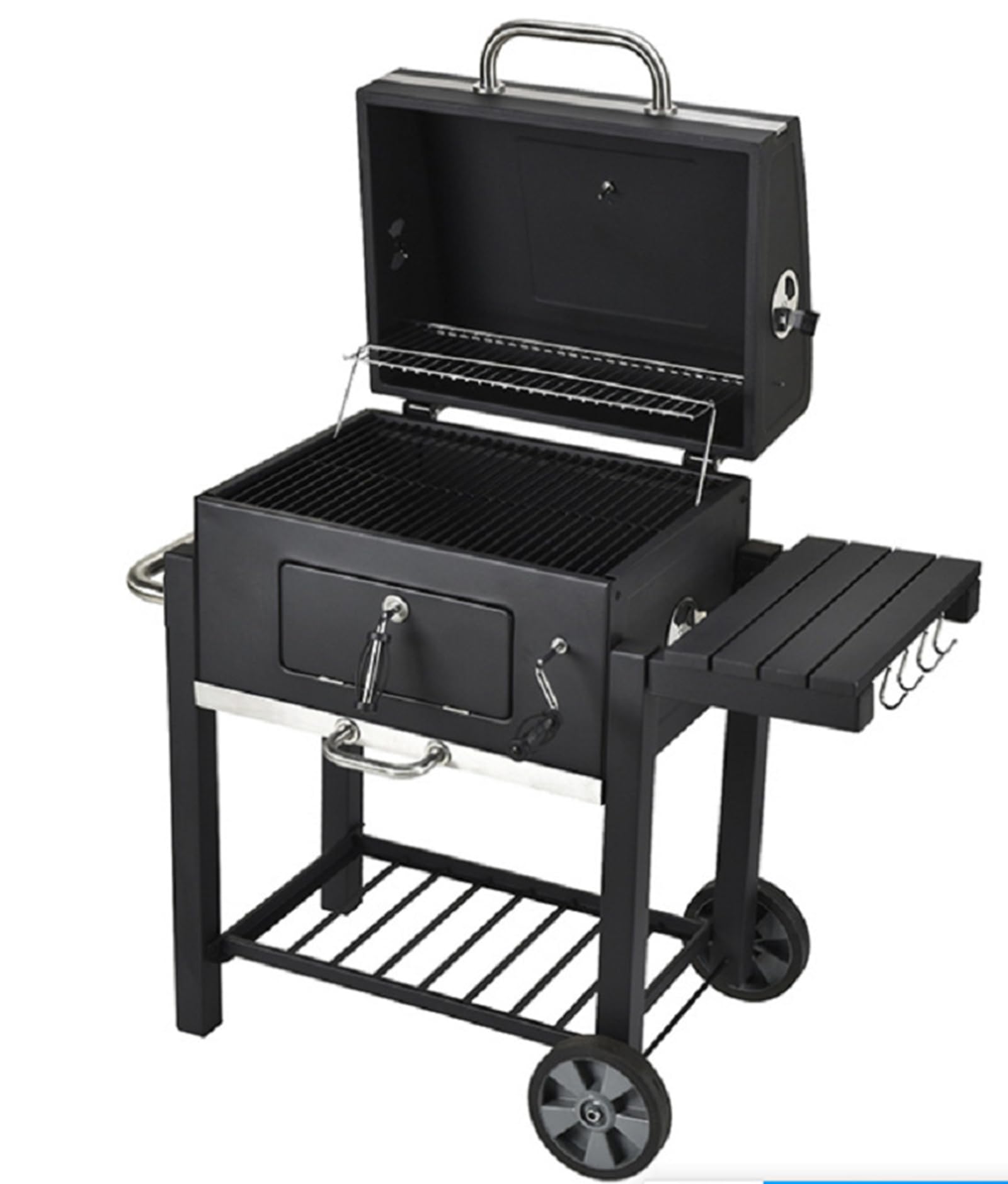 Przenośny grill węglowy dla 5-10 osób, grill zewnętrzny ze stali nierdzewnej ze składaną półką, idealny na patio na świeżym powietrzu, grillowanie w ogrodzie i na podwórku,