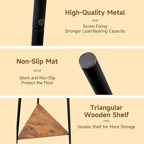 Miniatura 5 de Perchero independiente, árbol de pasillo con 2 estantes, perchero para sombrero, ropa, bolsa, soporte para entrada, sala de estar, dormitorio,