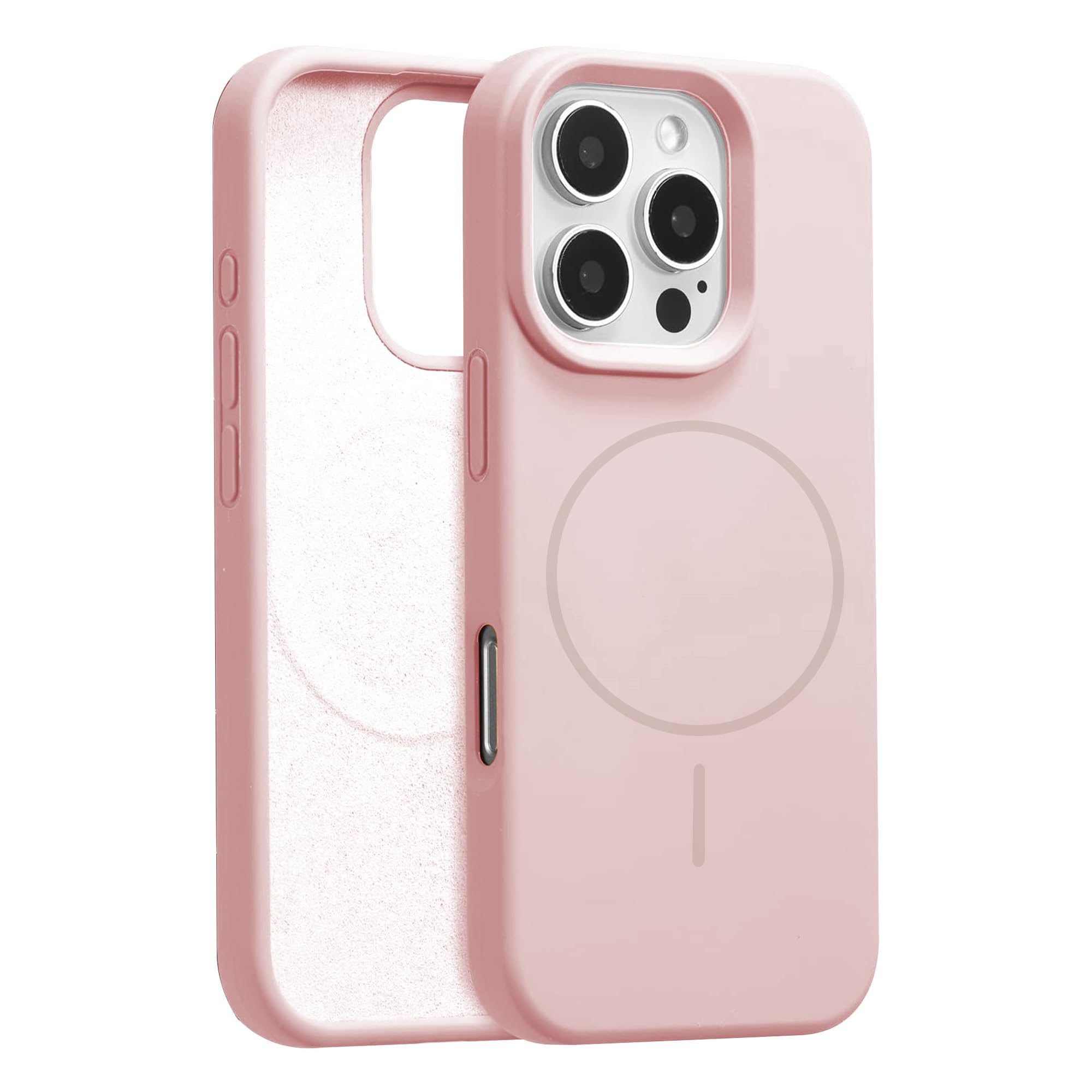 - Active Grip Silicone Case Cover Compatible with iPhone 15 Pro - Enhanced Protection, Wireless Magnetic Charging Case with Raised Edge Camera & Screen Protection, Shock-Resistant Design Pink