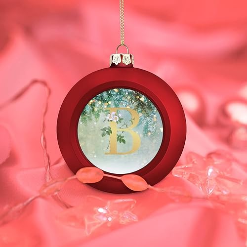 Miniatura 7 de Adornos de bola de letras con monograma floral, adorno de bola de Navidad grande, iniciales personalizadas, monograma B, adornos para árbol de
