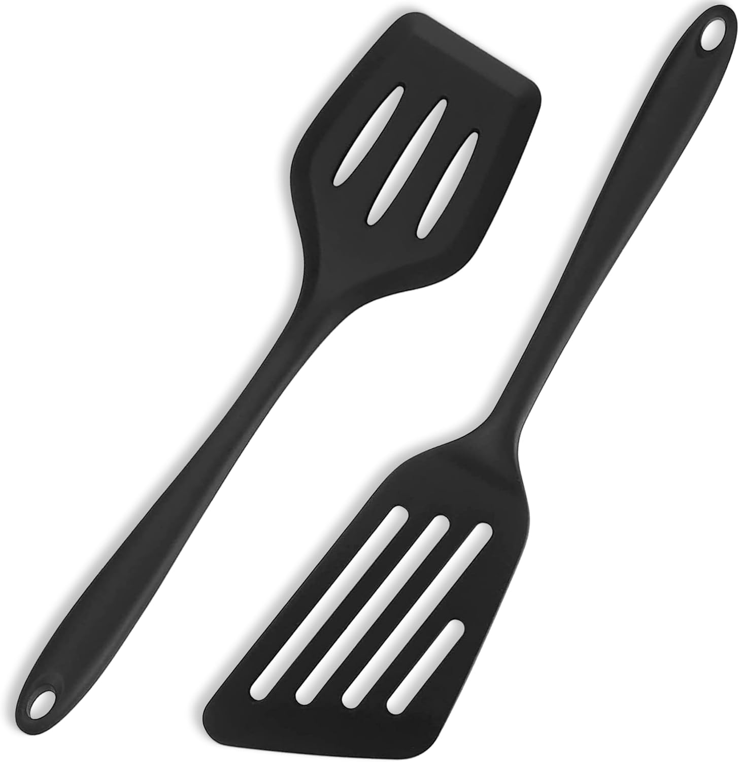 wugongshan 2 Pcs Silicone Spatulas Set, Heat Resistant Slotted Spatulas and Cooking Turner Set, Non Stick Seamless Kitchen Spatulas Utensils Set for Kitchen Cooking Flipping Fish Eggs Pancakes