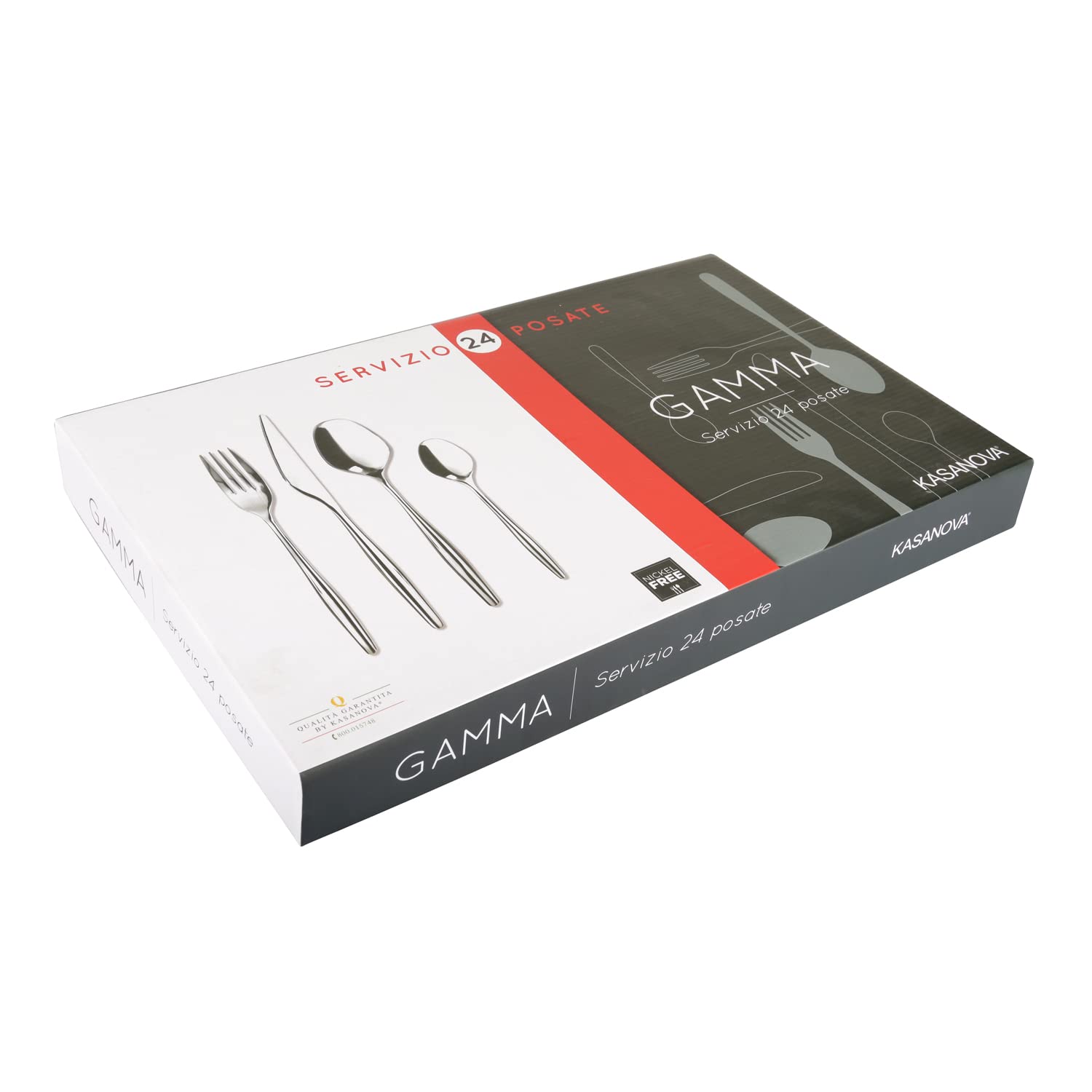 KASANOVA Set posate Gamma da 24 pezzi, in acciaio inox grigio Tavola