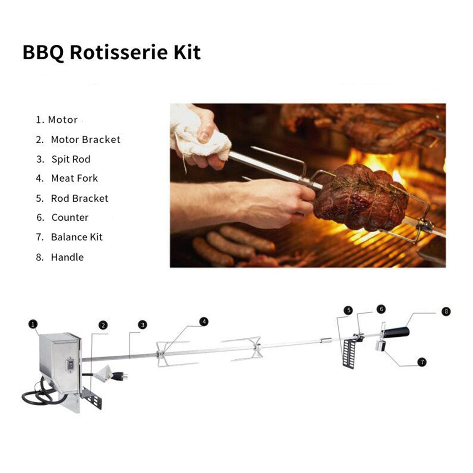 Kit Rôtissoire électrique avec Moteur pour La Maison, Le Camping et Les Accessoires de Plein Air