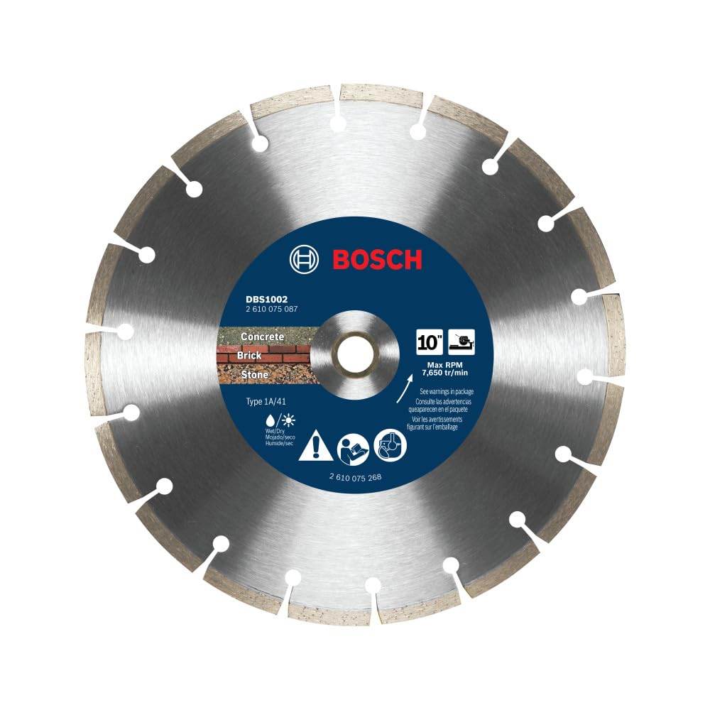 BOSCH DBS1002-Hoja de diamante de borde segmentado de alta calidad de 10 pulgadas, ideal para aplicaciones en adoquines, ladrillo blando y hormigón