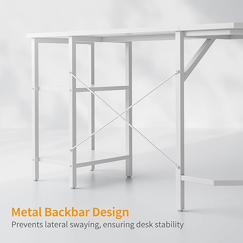 Miniatura 6 de BANTI Escritorio en forma de L con shleves, escritorio esquinero grande de 58 pulgadas con dos almacenamiento, ahorro de espacio, fácil de montar,