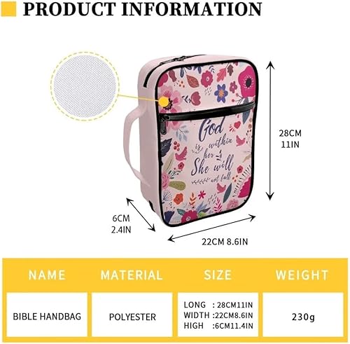 Miniatura 3 de Hechitok Funda protectora para la Biblia de lecciones para mujeres, con asa y bolsillo con cremallera, bolsa de iglesia, ideas de regalo únicas para