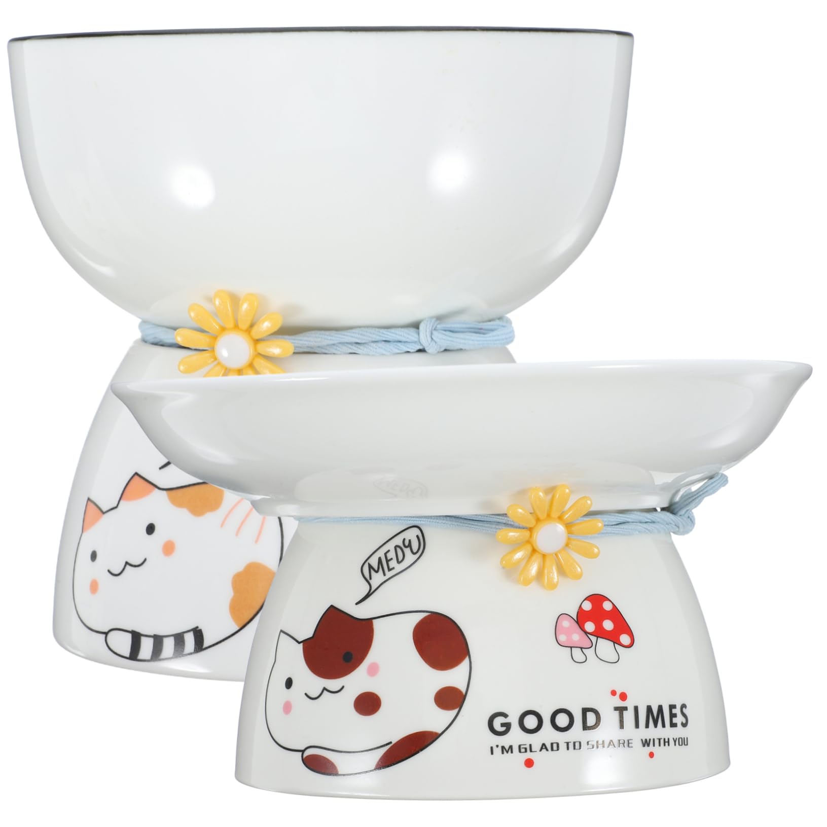 2stücke Erhöhte Katzennäpfe Aus Keramik Für Hauskatzen Katzenfutter Und Wassernäpfe Mit Schräger Oberfläche Einfach Zu Reinigen Glatte Oberfläche Bequemes Fressen Und
