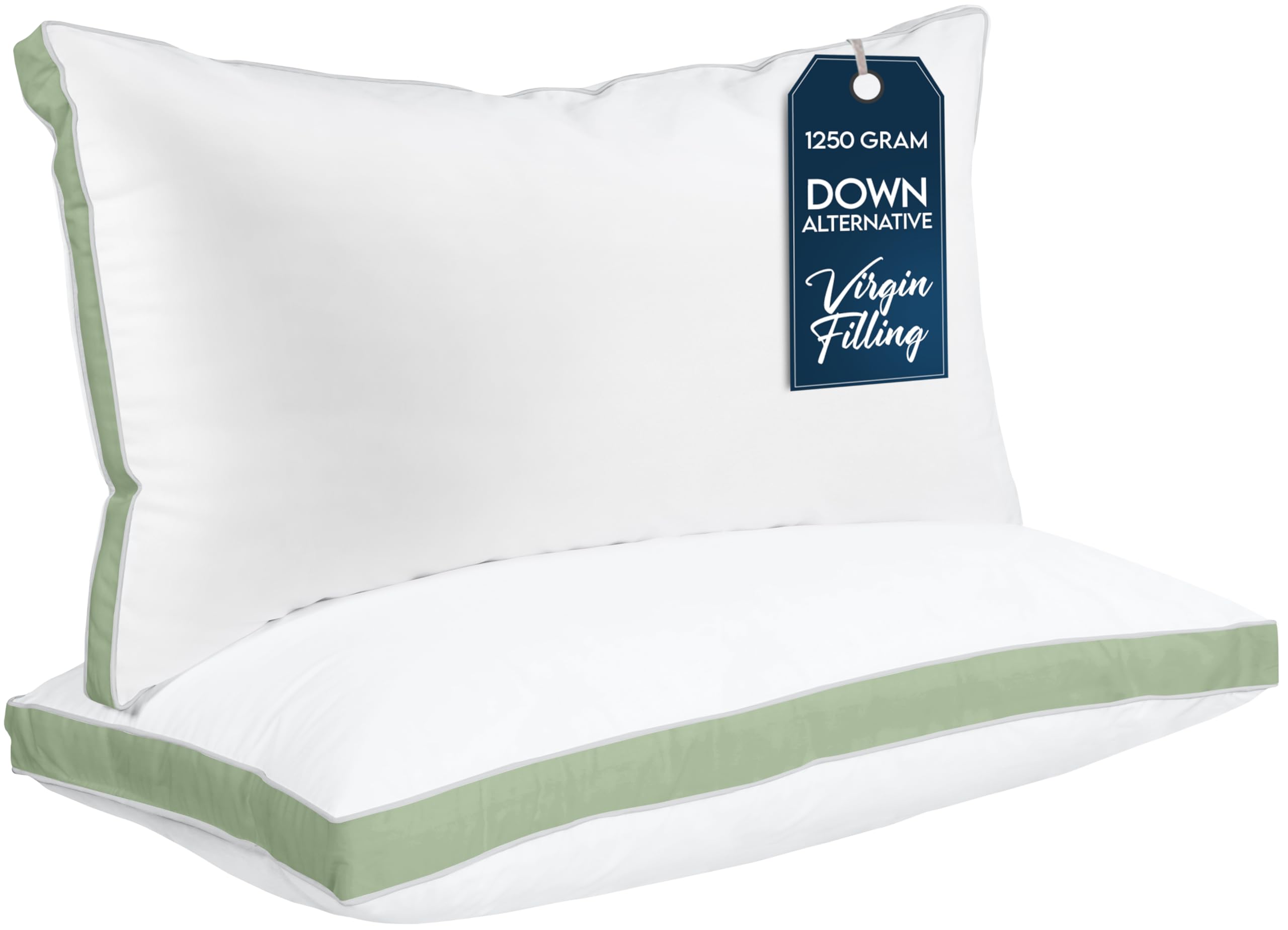 Utopia Bedding Bed Pillows for Sleeping King Size (Sage), Set of 2, Cooling Hotel Quality, Gusseted Pillow for Back, Stomach or Side Sleepers