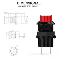 Vista 3 de 20 unids SPST tipo de bloqueo interruptor de botón apagado/encendido AC 250V/1.5A 125V/3A tapa roja
