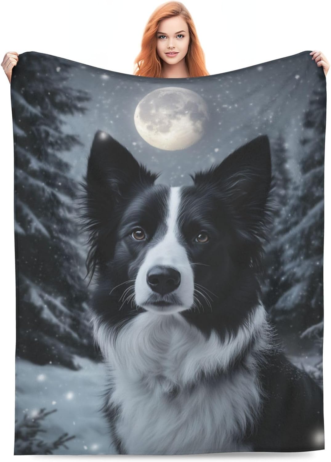 Border Collie Blanket Gifts for Kids Adult Women Men Lightweight Soft Puppy Dog Flannel Throw Blankets Cozy for Pet Lovers Living Room Sofa Couch Bed Room All Season Decor 50x40in