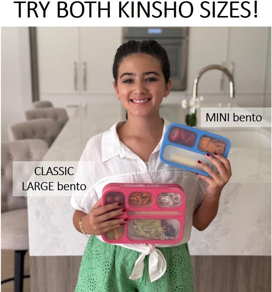kinsho Snack Container - Small Bento Lunch Box for Kids Girls Boys Toddlers | MINI Leak-proof Boxes, Baby Bentobox for Daycare, Portion Containers, BPA-Free Pink and Blue Set of 2 - Image 8