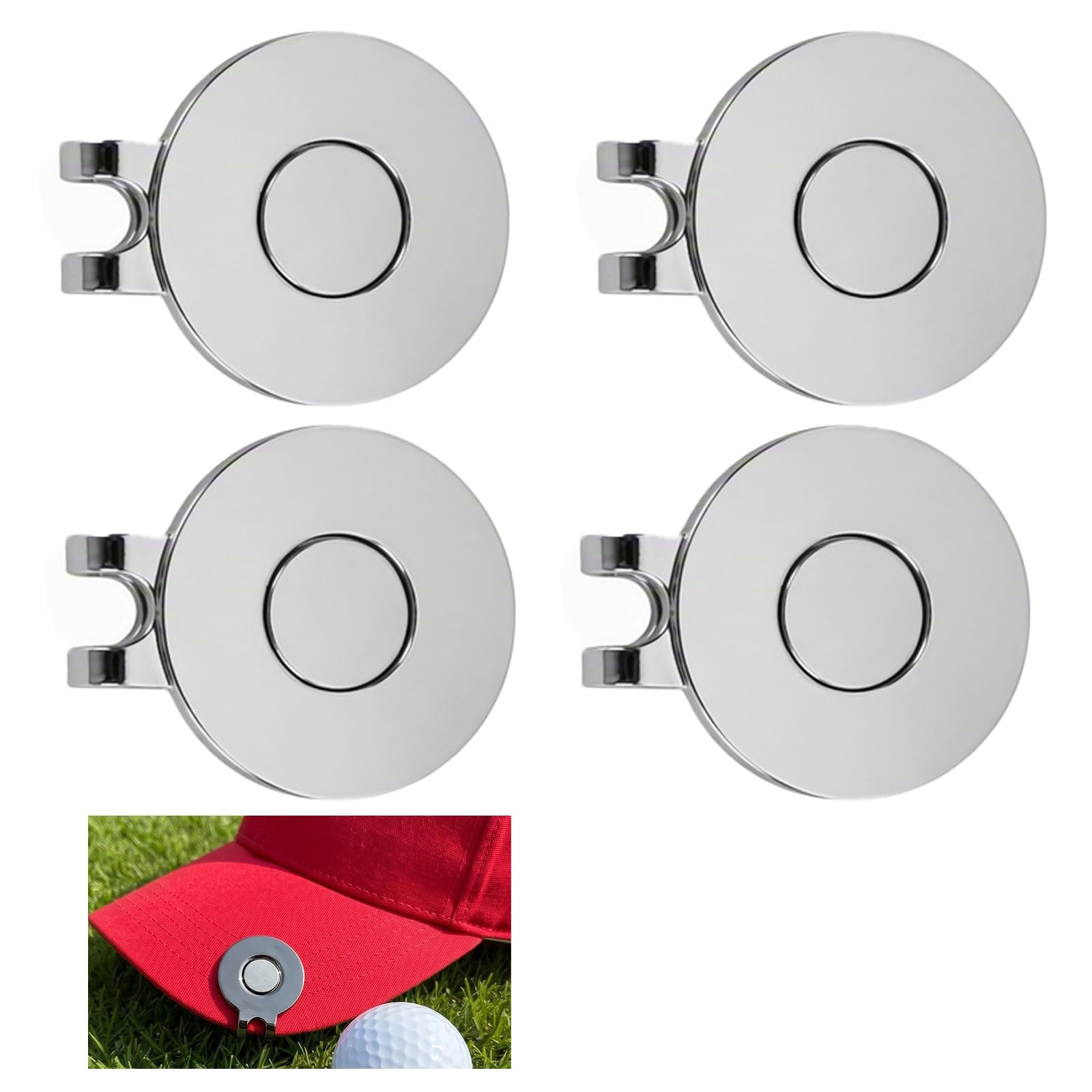 Elovara 4 Pcs Magnetic Golf Ball Marker Hat Clip, Golf Sports Accssories