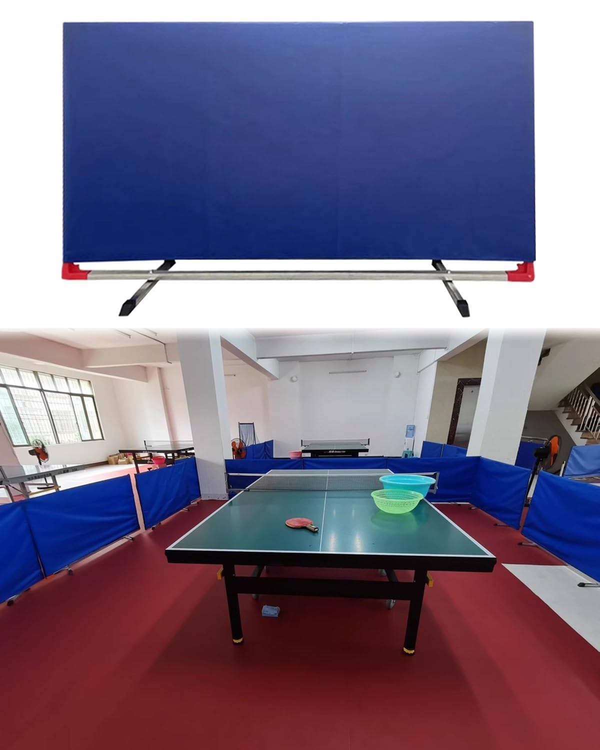 Osłona do Ping-ponga 10 Sztuk Bariera Otaczająca Pole do Tenisa Stołowego, Ekran Zabezpieczający do Ping-ponga Komercyjnego, Bariera Ochronna do Kortu dla Klubu Sportowego/Kontroli Tłumu