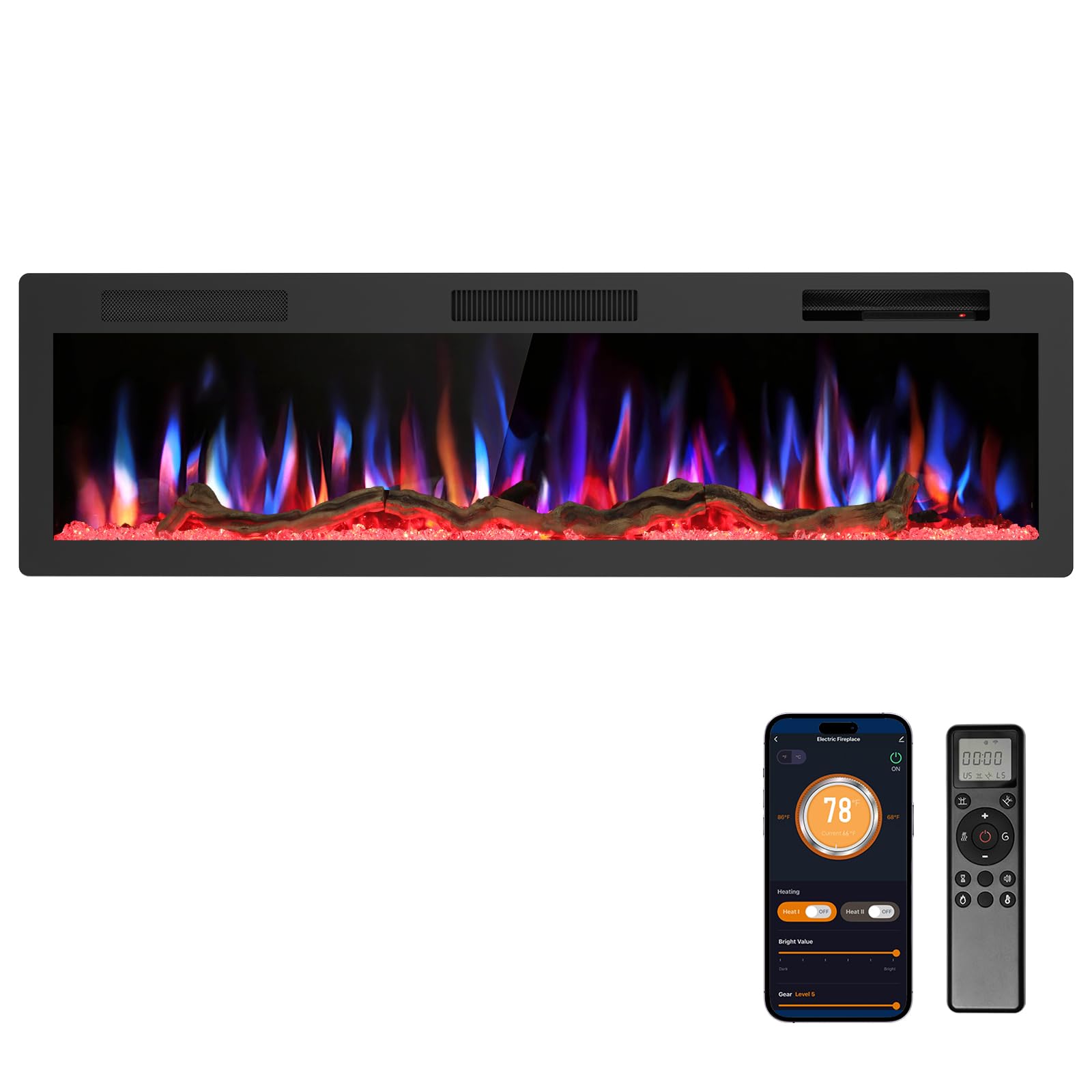 R.W.FLAME 60 inch Smart Electric Fireplace