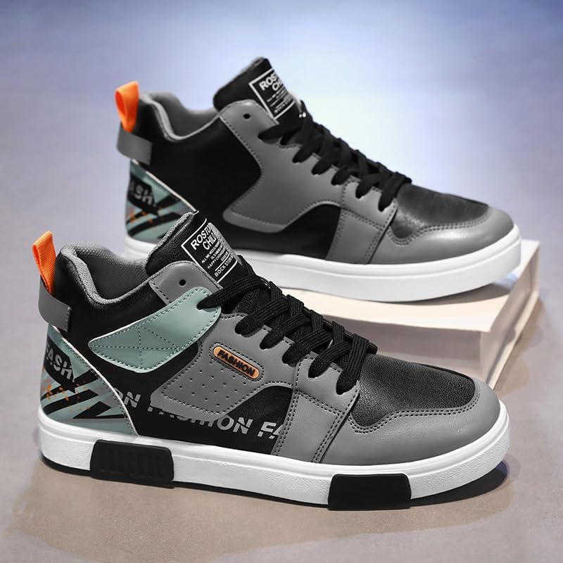 Men's Fashion Sneakers High Top Skate Shoes Stylish Street Sneakers Casual Walking Shoes - Image 2