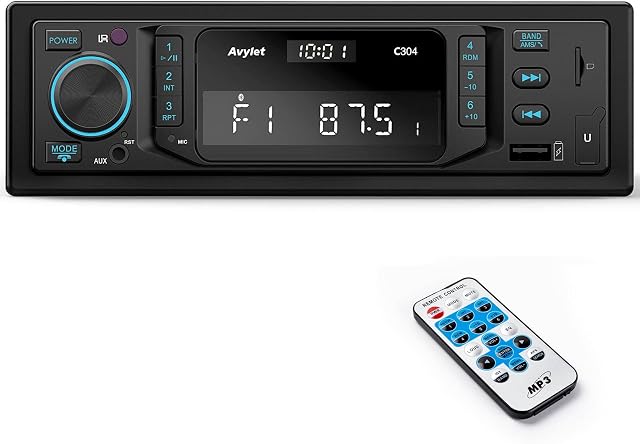 RDS Bluetooth 5.0 Car Radio, Avylet 7 LED Colors Car Stereo Handsfree Calling Stereo & Clock, 4X60W FM Radio USB/AUX in/MP3/FLAC/WMA/WAV/SD/AM MP3 Player Wireless Remote Control, 30 Radio Stations