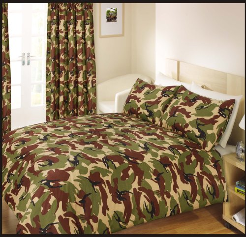 Ashley Mills Single Bed Duvet/Quilt Cover Bedding Set Army Camouflage Green