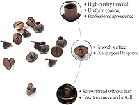 Vista 3 de Chicago Tornillos surtidos Kit de remaches de cuero de cobre rojo, remaches de tornillo, cabeza Phillip ranurada, postes de encuadernación