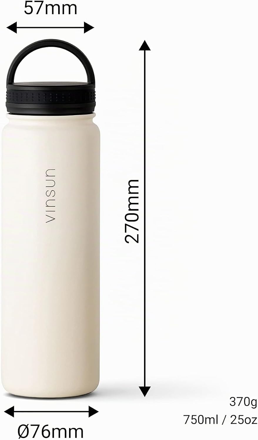 Vinsun gourde isotherme 750ml — détail bouchon paille