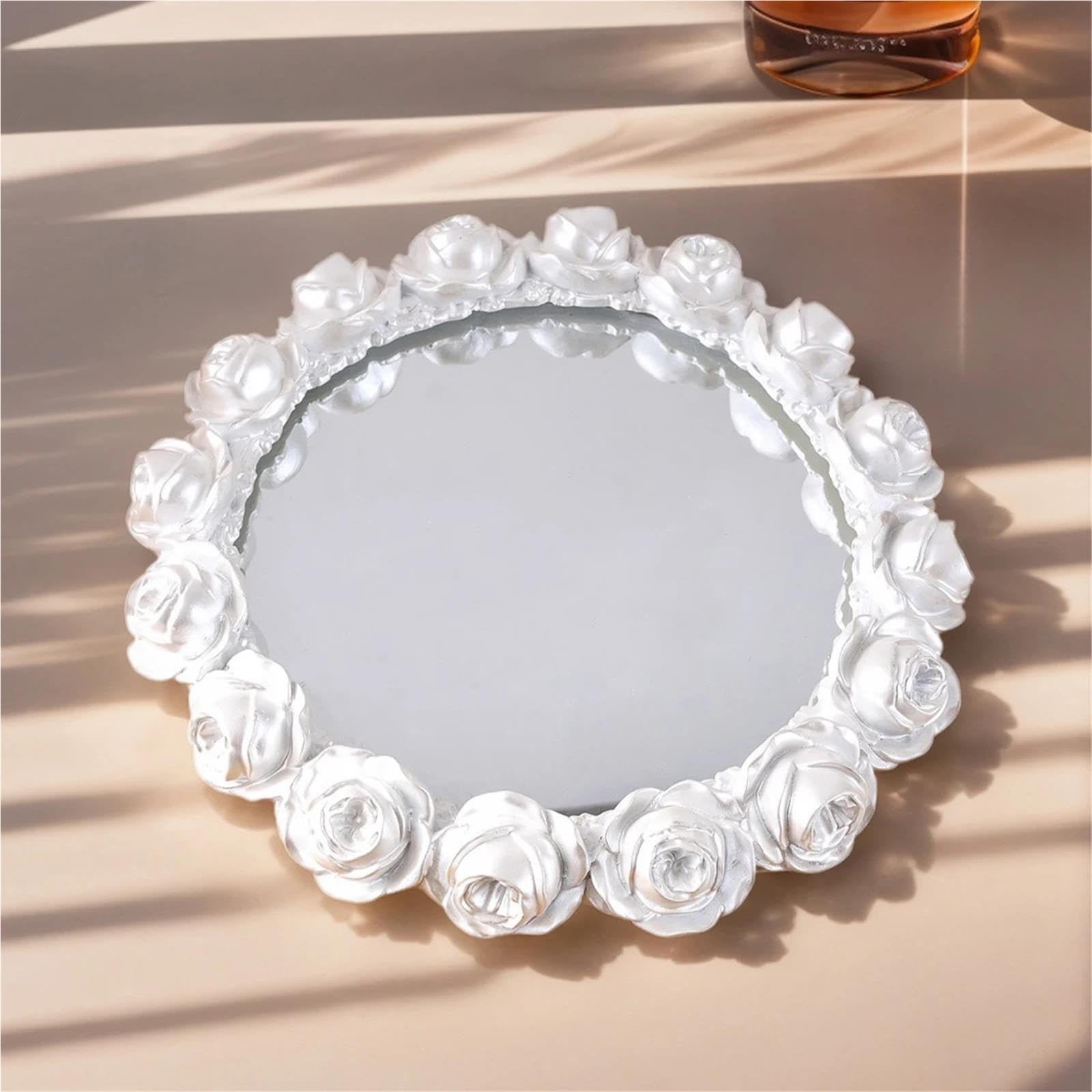 Bandeja Decorativa con Acabado De Espejo Resina En Forma Garron Rosa