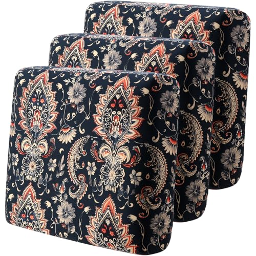 Image of YISUN Sofa Couch Cushion Covers, Stretch Printed Couch Seat Slipcover, Soft Couch Cover for Dogs, Washable Non-Slip Furniture Protector for Sectional Armchair Loveseat (Navy Blue, 3 piece)