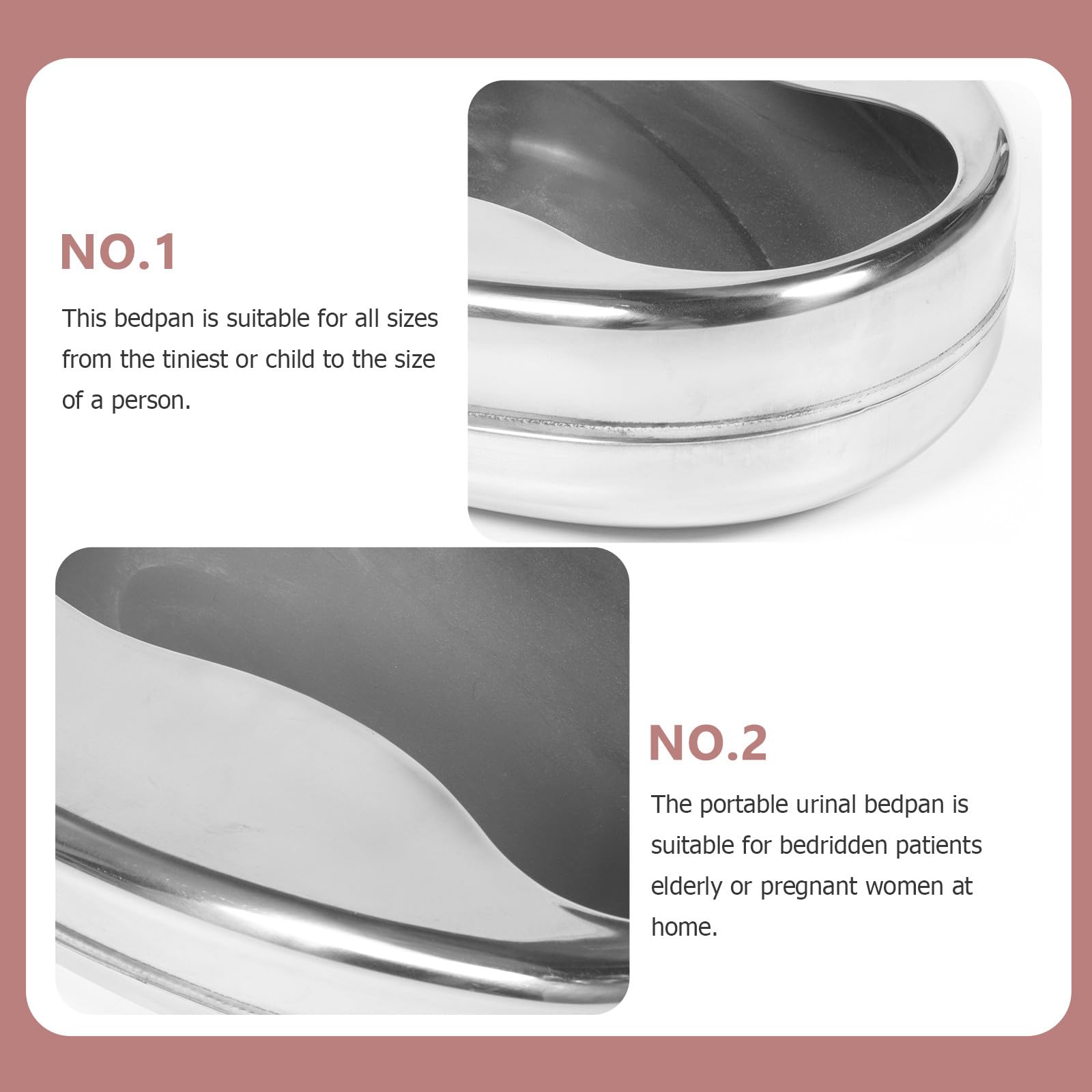 1pieza Orinal Portátil de Acero Inoxidable para Adultos Orinal y Horizontal Cama para Pacientes Encamados Asiento Cómodo y Fácil de Limpiar para Cuidado Casa