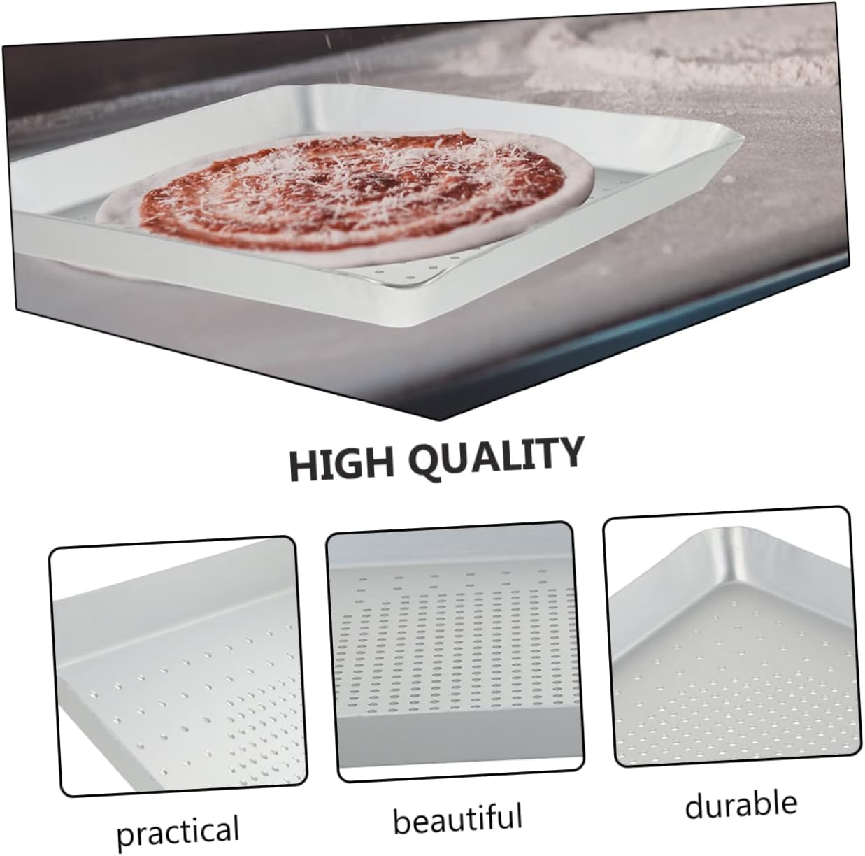 1pc Pizza Screen Aluminum Pan Reusable Baking Tool for High Temperature Resistance Home Pizza Pan