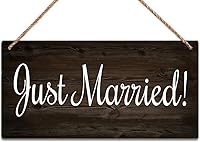 Vista 1 de Letrero rústico de madera colgante con texto en inglés «Just Married» («Just Married») para boda, letrero con texto en inglés «Just Married»