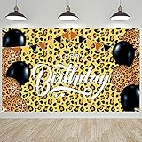 Leopard Print Theme Happy Birthday Backdrop Cheetah Print Birthday Party Banner Photography...