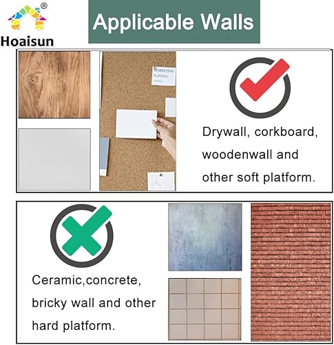 Miniatura 5 de Juego de 60 uñas para colgar cuadros de doble cabeza, tachuelas para el pulgar para colgar en la pared, pasadores resistentes, ganchos para colgar