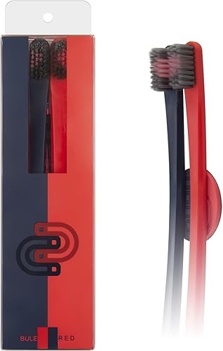 Linkidea Cepillo de dientes manual con soporte magnético para cepillos de dientes, juego de soporte para cepillos de dientes para parejas, cepillo