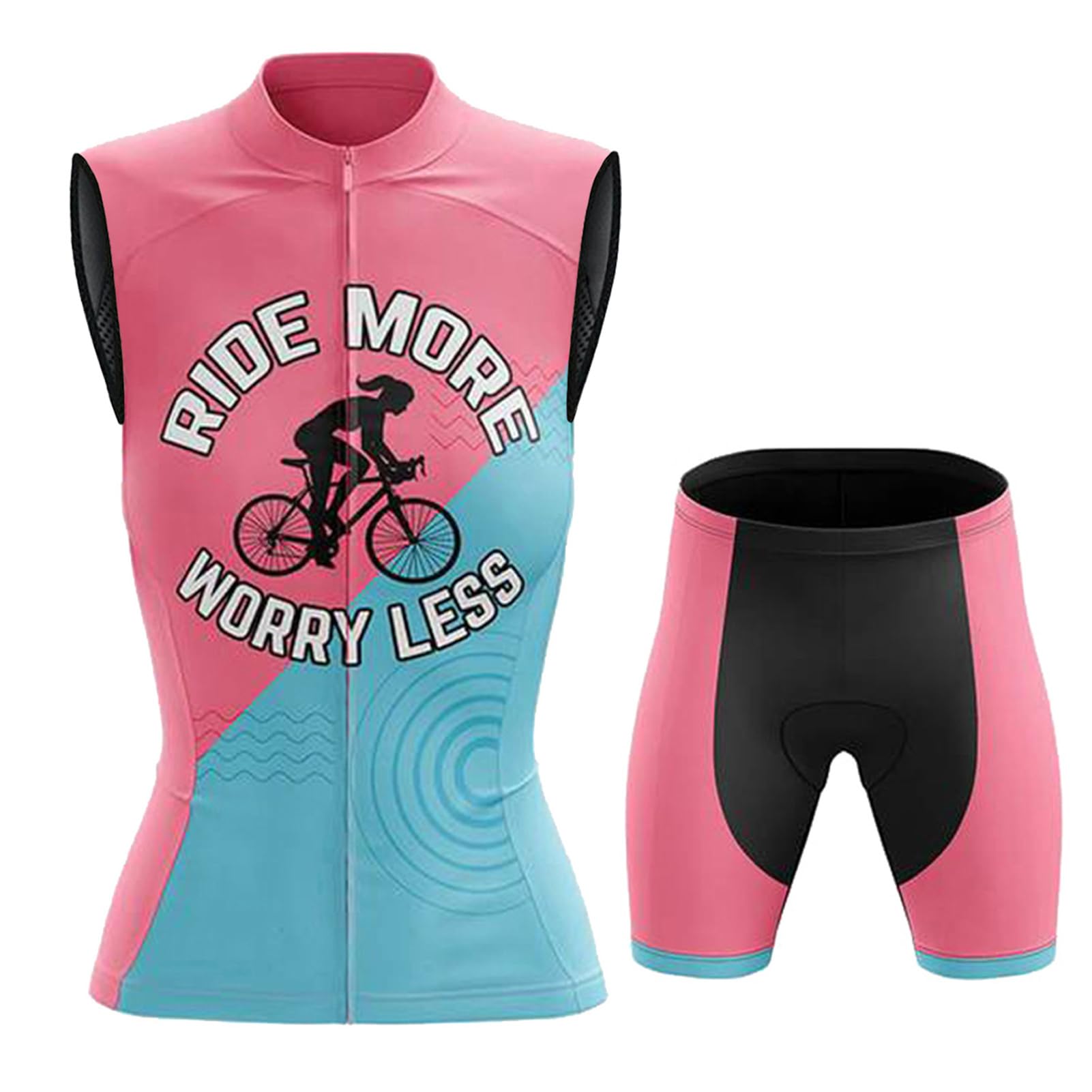 Maillot Cyclisme Femme Tenue Cycliste Été,Vêtements de Velo VTT Sans Manches MTB Gilet et Cuissard Shorts avec 19D Coussin Gel,Ensemble Combinaisons de Cycling Sleeveless Respirant Séchage Rapide