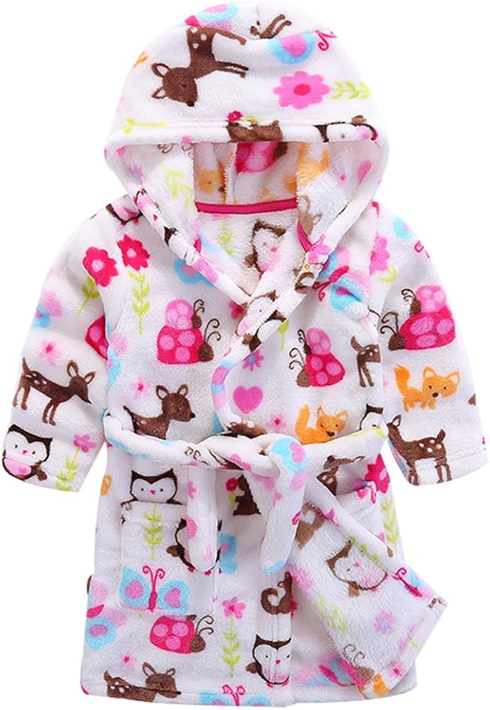 Baby Boy Girl Plush Bathrobe Infant Hooded Robe Tower: Clothing, Shoes & Jewelry