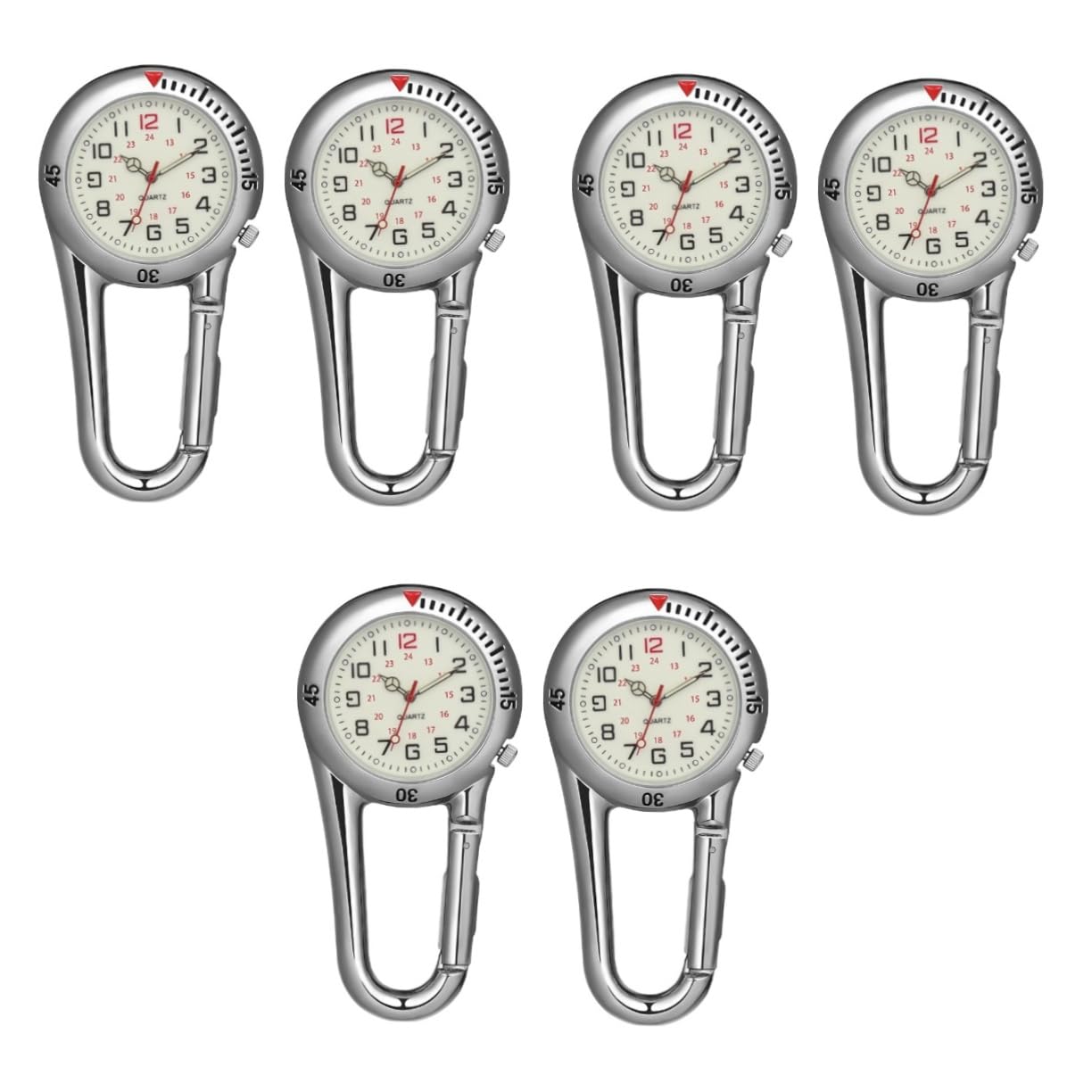 BESPORTBLE 6pezzi Orologio Luminosa da Montagna con Moschettone Bianco Orologio FOB Pratico e Resistente per Escursionismo e attività Outdoor Facile da Legare e Leggero