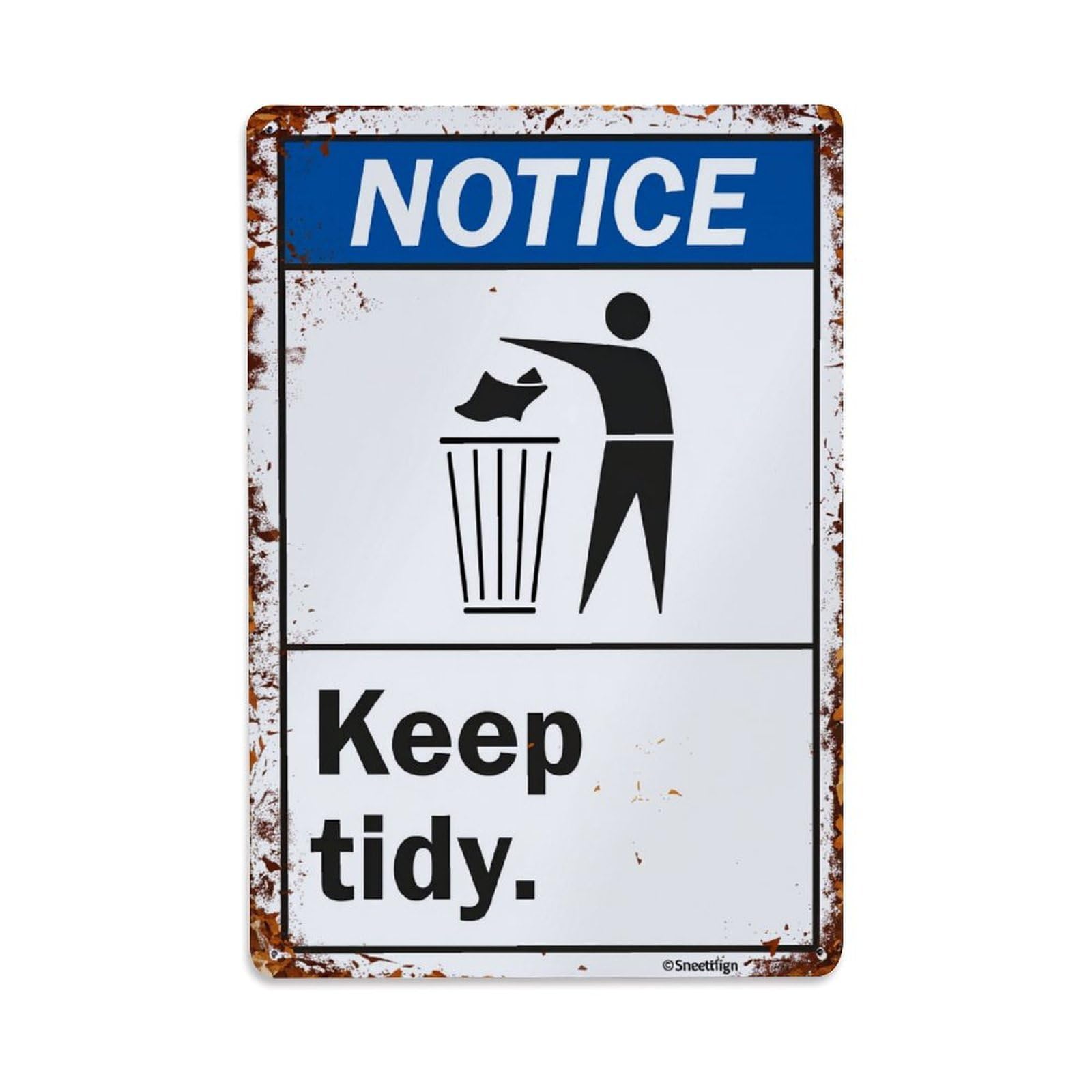 Enderetf Vintage Notice Keep Tidy Sign Pattern Tin Sign Metal Poster, Home Bar Garage Man Cave Cafe Indoor & Outdoor Wall Decoration 8X12inches