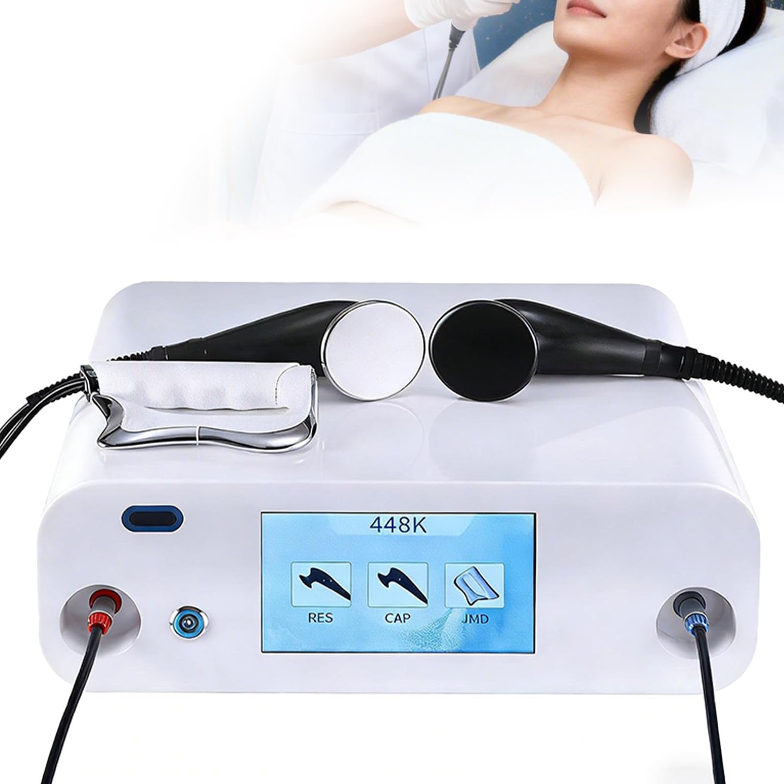 Apparecchiatura per Fisioterapia Tecar a 448 kHz – Diatermia a Radiofrequenza Professionale per Dolori Muscolari Profondi, Riduzione della Cellulite e Riabilitazione Post-Chirurgica