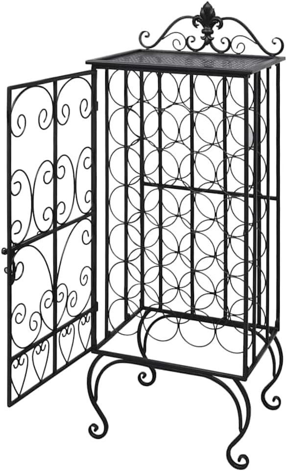 vidaXL Wine Rack, Wine Bottle Holder for 28 Bottles, Floor Wine Cabinet, Wine Bottle Organizer for Living Room Kitchen Pantry Dining Room, Metal