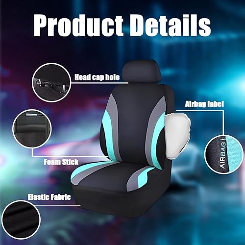 Miniatura 4 de AUCELI Juego completo de fundas de asiento de automóvil, fundas transpirables para asientos delanteros y traseros con esponja compuesta de 0.079 in