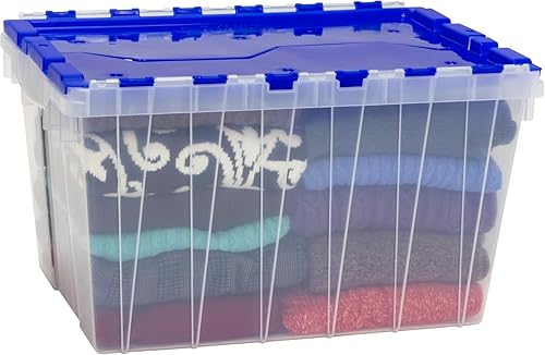 Miniatura 9 de Akro-Mils 66486CLDBL Caja de almacenamiento de plástico de 12 galones con tapa adjunta 21-12 pulgadas por 15 pulgadas por 12-12 pulgadas