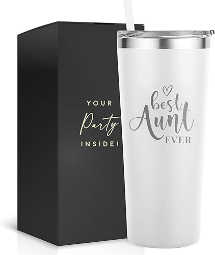 Vaso de la mejor tĂa Vaso blanco grabado de 22 onzas Regalos para tĂa con popote y tapa, gran regalo para la mejor tĂa Freakin de sobrino, sobrina Vaso de la mejor tĂa Vaso blanco grabado de 22 onzas Regalos para tĂa con popote y tapa, gran regalo para la mejor tĂa Freakin de sobrino, sobrina