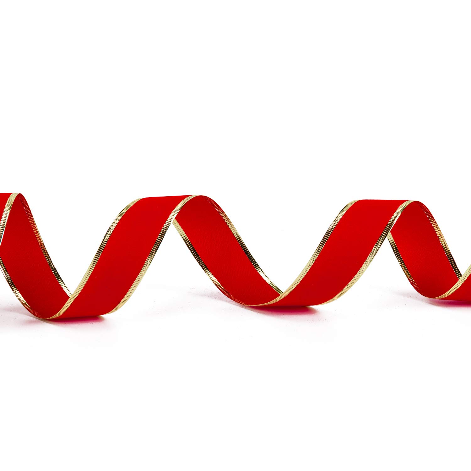 RUSPEPA Wired Christmas Holiday Ribbon - Red with Gold Edges Velvet Ribbon - 38 mm x 22 m Each Roll - Image 3