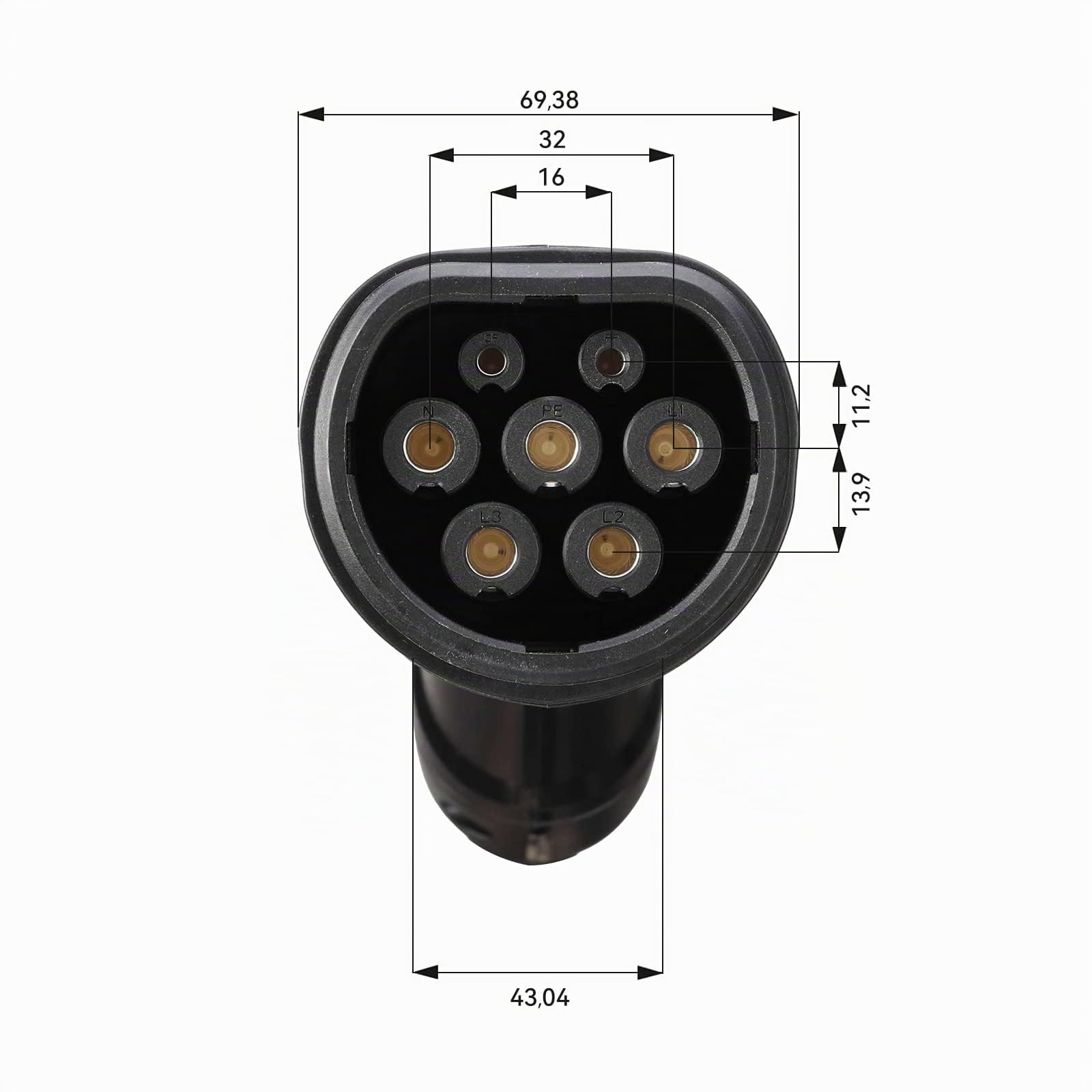 Typ 2 Ladekabel, 16 A / 11 kW / 3 Phasen / 5 Meter, IP55 wasserdichtes Autoladekabel für jedes Elektroauto