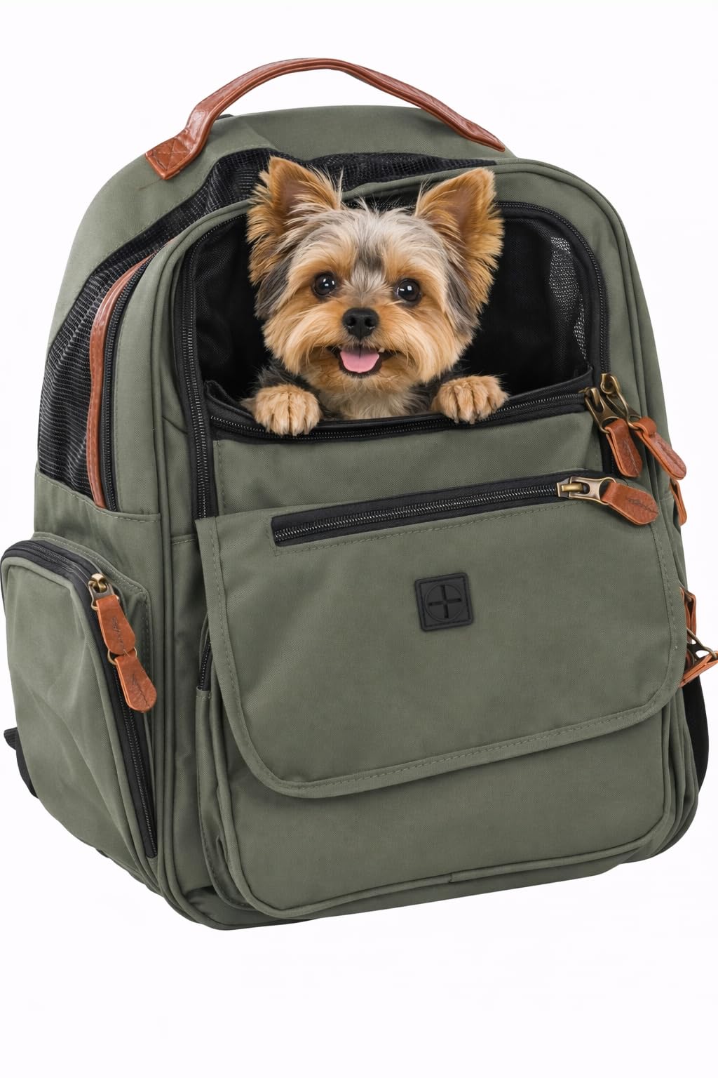 Hunderucksack - Rucksack Wiro Grün – 40x25x41cm – Polyester – verstärkte Rückenwand – Abnehmbarer Boden – Sicherheitsleine – Brustgurt – Autogurt-Schlaufe – Trolley-fix