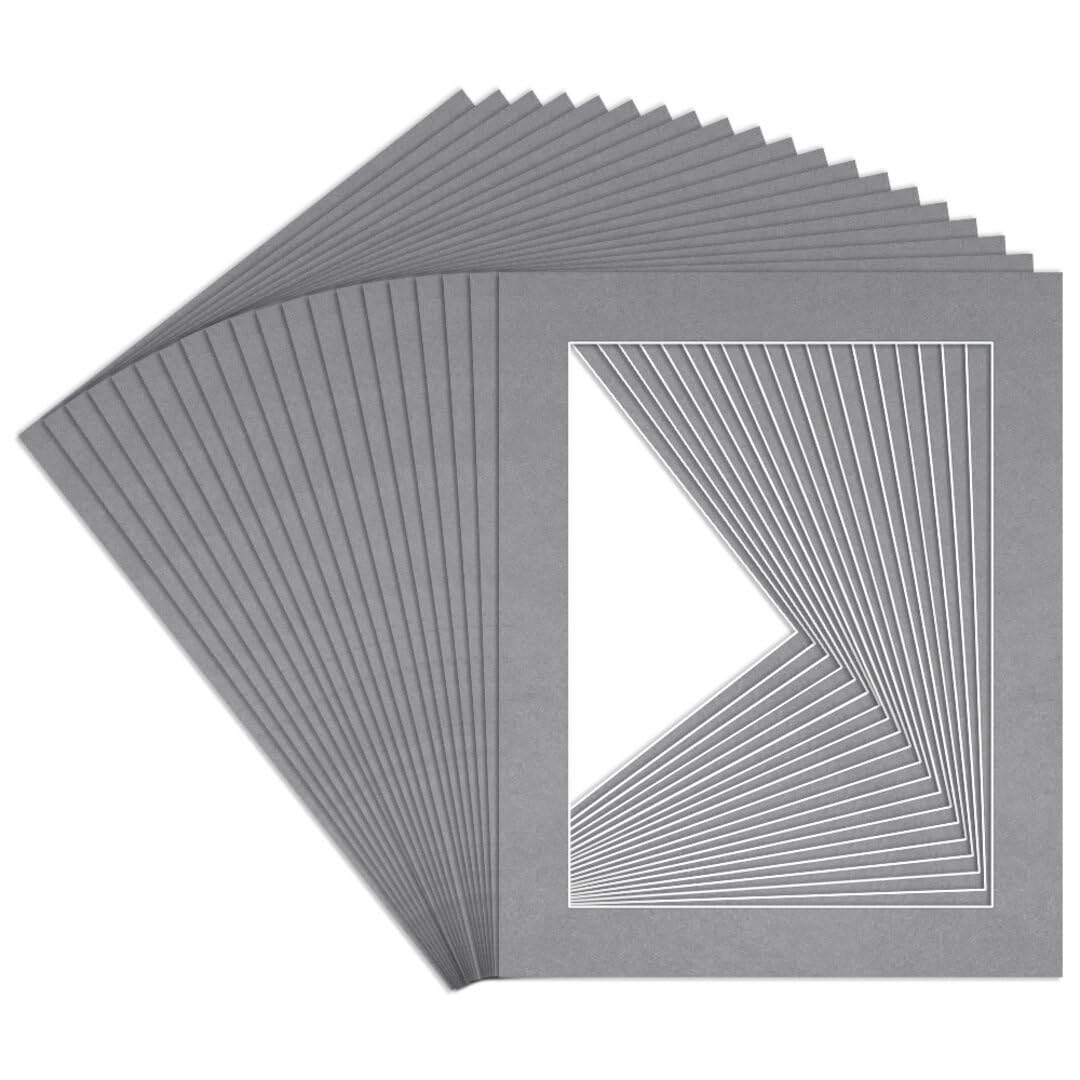 Procut Global 10x8" Mid Grey Picture Mounts to Fit 8x6" Aperture - Precision Cut Cardboard Photo Mount - Ideal for Frames, Prints, Artwork & Certificates - Sizes & Colours Available - 20 Pack โ image 1