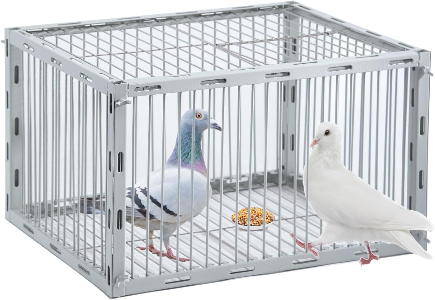 Pigeon Trap with Escape-Proof Design,Birds Trap with One-Way Entry,Chicken and Bird Trap Cage for Pigeon,Portable & Easy Assembly,Unharmful Made of High-Strength Iron with Anti-Rust Paint 17.2"L x 13.2"W x 10.2"H