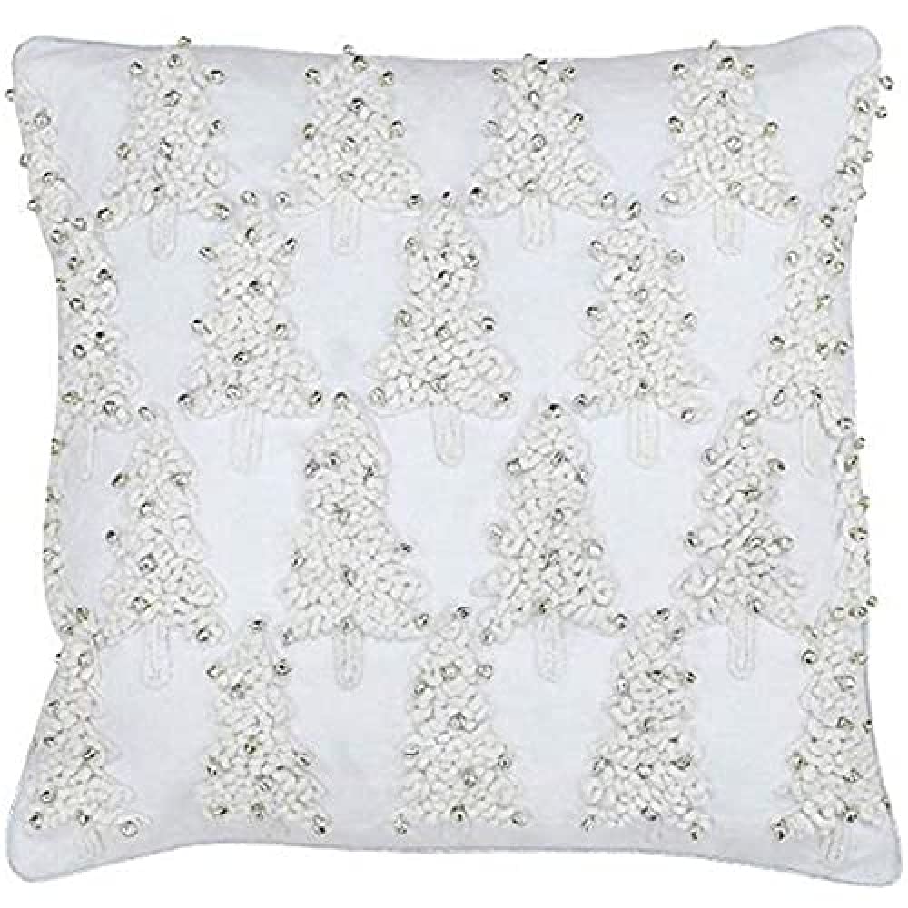 Coussin Plume de Noël Paoletti Riva blanc en coton pour décorer le salon en hiver
